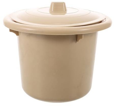 minkissy Pot de Chambre en Plastique Épais avec Couvercle, Bac de Lit Portable Couleur Abricot, Urinoir D'urgence et Bassin à Vomi pour Adulte, Seau Hygiénique Adapté à Réutilisable