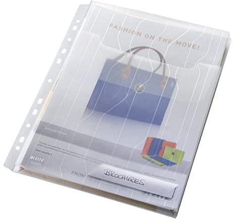 Leitz CombiFile Maxi Sichthüllen-Set, 3 Stück, A4 Format, Ausdehnbar für mehr Kapazität, Farblos mit matter Oberfläche und Muster, Verschlussklappe, 0,20 mm PP-Folie, 47270003