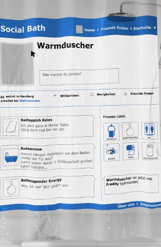 Kleine Wolke 5216700305 Duschvorhang Social, 180 x 200 cm, blau