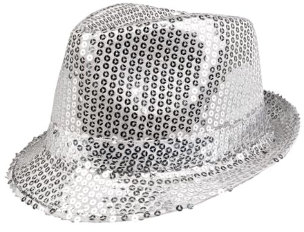 Boland - Pailletten Hut, Unisex, Disco Outfit, Accessoire, Karneval, Kostüm, Themenparty, Mottoparty, Gold