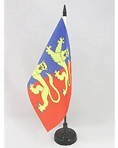 AZ FLAG Drapeau de Table Manche 21x14 cm Polyester 100D Socle Plastique | Usage intérieur Drapeau de bureau français finition cousue et bords renforcés avec mât en plastique et socle en plastique