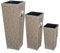 Casaria® Blumentopf 3er Set Polyrattangeflecht Übertopf Wasserabfluss Rattanoptik Outdoor Pflanzkübel Blumenkasten Creme