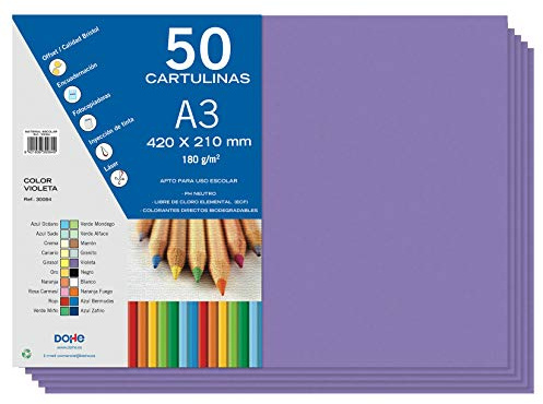 Dohe A3-Karton, Violett, 50 Stück, 21 x 29,7 cm, 180 g/m², Büromaterial