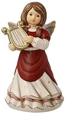 Goebel X-Mas Engels-Figur Himmlisches Harfenspiel aus Steingut Mehrfarbig, Maße: 8,5cm x 8,5cm x 15,5cm, 41-648-29-1