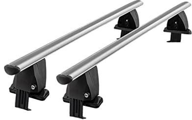 Menabo - Portabicicletas de techo para Toyota Yaris 2011-2020, 2 piezas, color plateado