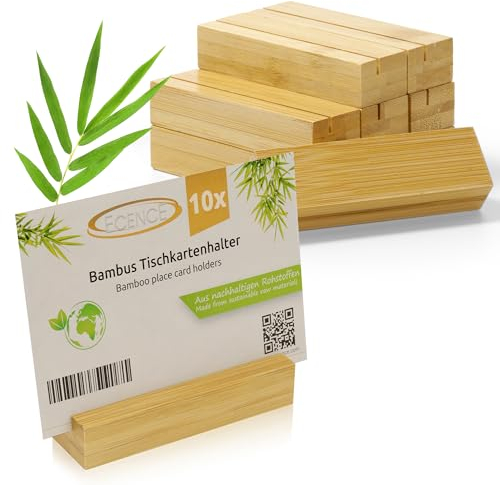 ECENCE 10 Pezzi Segnaposto Legno, Porta Carte Legno, Porta numeri da tavolo per matrimoni, Portacarte die Nome, Porta Foto, Porta menù per ristoranti, Compleanni e feste