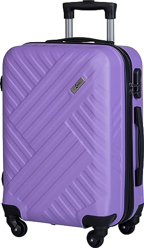Xonic Design Boardcase Reisekoffer - Hartschalen-Koffer mit 360° Leichtlauf-Rollen - hochwertiger Kabinen-Trolley mit Zahlenschloss - Hand-Gepäck in 55x35x20cm ((Boardcase Pastell Flieder, S))