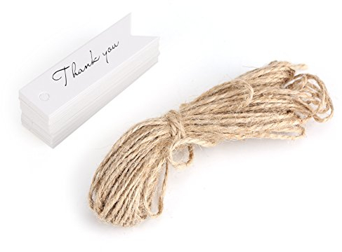 100 Stück Dankeschön-Geschenkanhänger, Dankeschön-Anhänger, Kraftpapieranhänger, Geschenkanhänger mit Hängenden Schnüren für Hochzeit, Braut, Partygeschenke (Weiß)