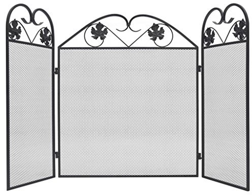 Homgoday 3-panel Fireplace Screen Iron Black, Folding Panel Screen, Movable Partition, Fabric Privacy Separator Wall Furniture Indoor Bedroom Office Bathroom Paravent Home & Garden