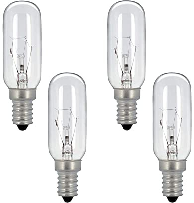 FanciBuy Extractor Fan Bulb 40W, 4 Pack Cooker Hood Bulbs E14, Dimmable SES Appliance Lamp Tubular Shape Light Bulb, T25 Light Bulb for Extractor Fan, Sewing Machine, Refrigerator, Warm White 2700K