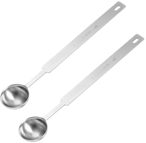 JJUNW 2Pcs Stainless Steel Tea Spoon Measuring Spoon, Silver Long Handle Metal Tablespoon Coffee Scoop Kitchen Gadgets for Cooking Baking（5ml）