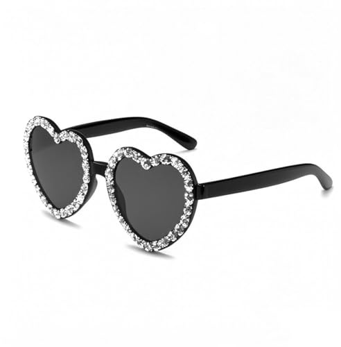 RVYEIOP 1 Paar Partybrillen für Erwachsene, Schwarze herzförmige Strassbrille, Spaßbrille, Kostüm, Fasching, Themenparty, Männer und Frauen.