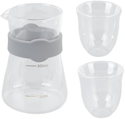 300 Ml Vertido sobre de Vidrio con Tazas, Juego de Cafetería Resistente Al Calor de Borosilicato, Diseño de Boquilla para Vertido Suave, Tazas de Doble Capas para