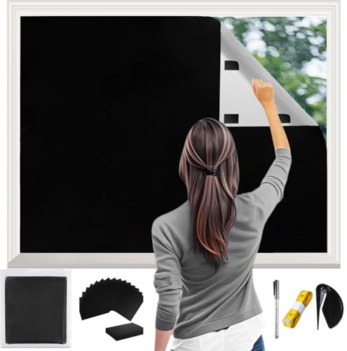 Fenster Abdunkeln & Verdunklung, Verdunklungsfolie mit Nano Saugnapf | Wieder Verwendbar |, Hitzeschutz & Abdunklungsfolie, Verdunkelungsfolie, Fensterverdunkelungen Innen(1mx1,45m)