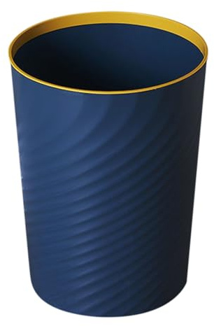 Generisch Corbeille à papier ronde en plastique, petite poubelle de salle de bain, pour cuisine, chambre, bureau, dortoir, facile à nettoyer (bleu marine, 23,7 cm)