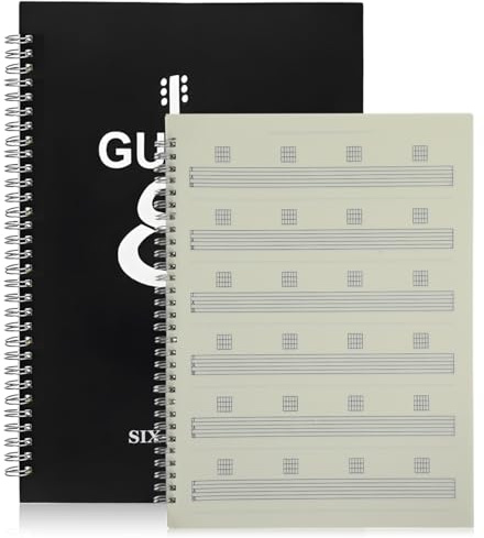 Tragbares Gitarrennotenbuch mit Spiralbindung A4 für Gitarrenanfänger | Schwarz, Wasserfest und Reißfest, Leichtes Papier Pp Design, für Musiknoten Draußen im Rucksack