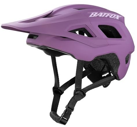 BATFOX Mountain Bike Helmet for Men Women,MTB Bicycle Cycling E-Bike Helmet for Adults Fit(52-60CM) (Style B-Purple, L(56-60CM))