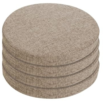 Stuhlkissen halbrund 43 * 41cm*5cm Stuhlkissen mit Bändern Sitzkissen Stuhl Chair Cushion Sitz Kissen waschbar doppelte Anti Rutsch elastisch Sitzpolster für Stühle Outdoor Indoor (4pcs-leinen)