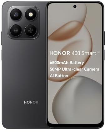 HONOR 400 Smart,5G Unlocked Mobile Phones,6.77-Inch Display ,50MP Ultra-clear Camera, Instant AI Button,4GB+256GB,5-star Drop Resistance ,Dual SIM,Black (Renewed)