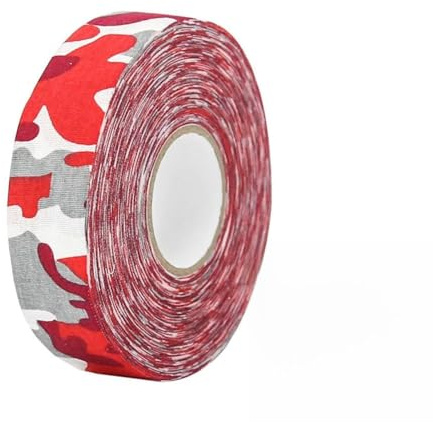 Lahkvor Hockey Tape 25m x 2,5cm - Rote Tarnung, Baumwollgewebe Eishockeyschläger Tape, Kältebeständig & Anti-Rutsch, Profi Camouflage Griffband