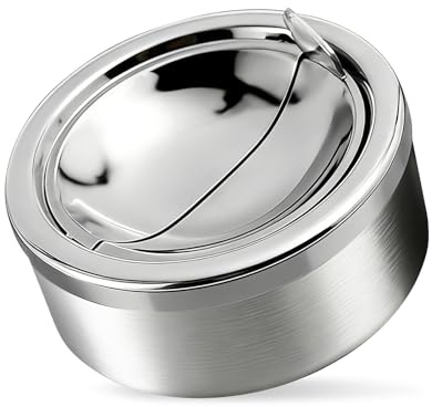 Car Ashtray, Flip Top Stainless Steel Windproof Metal Ashtray