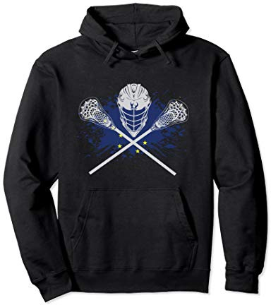 Boys Lacrosse Shirt Sticks Crossed Helmet LAX Alaska Flag Pullover Hoodie