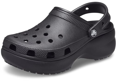 Crocs Women's Classic Platform Clogs, Platform Shoes, Black, 5 Women