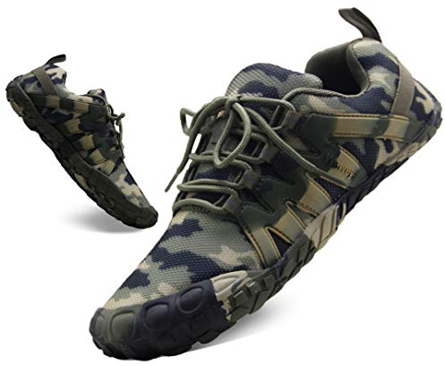 Weweya Barefoot Trail Running Runner Shoes Women Minimalist Five Finger Zero Drop Gym Wide Toes Size 8 8.5 Breathable Workout Sneakers Outdoor Hiking Climbing Camouflage US Size 8 8.5