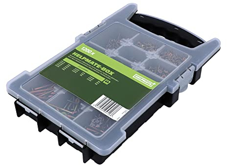 HELPMATE Schrauben Set PZ - 1200 Spanplattenschrauben mit Teilgewinde in Stahl und besonderem Korrosionsschutz durch galvanische Verzinkung und Gelbpassivierung - Senkkopfschrauben & Holzschrauben