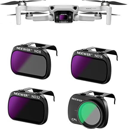NEEWER Lot de 4 filtres ND Multi-Couches en Verre Optique HD ND8 + ND16 + ND32 + CPL compatibles avec DJI Mavic Mini Mini 2 Mini SE Mini 2SE