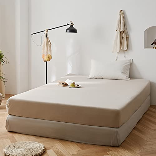 Lanqinglv Beige Spannbettlaken Bettlaken 180x200 cm bis 25-30 cm Steghöhe Boxspringbett Topper 110g/m² Mikrofaser Weiche Jersey Boxspringbett Spannbetttuch Leintuch