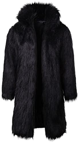 LOIJMK Giacca invernale da uomo con pelliccia lunga, giacca in pile hip hop da uomo individualità, giacca softshell cardigan a maniche lunghe soffice, cappotto caldo, giacca calda da transizione