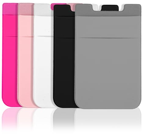 WLLHYF Paquete de 5 fundas adhesivas para teléfono celular, bolsillo para teléfono celular, tarjetero, para la parte posterior del teléfono, funda para tarjetas de crédito/tarjeta de identificación