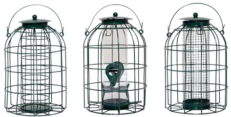 Pack of 3 Premium Wild Bird Hanging Nut Seed & Fat Ball Feeder with Squirrel & Pigeon Proof Bird Feeders UK - Durable Outdoor Peanut Feeders for Birds