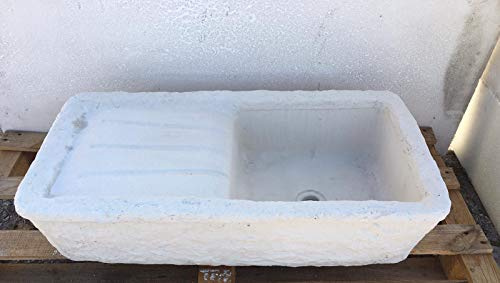 LAVELLO IN CEMENTO, LAVABO, FONTANA, MISURE: 80x40 H20 CM. BIANCO GOCCIOLATOIO