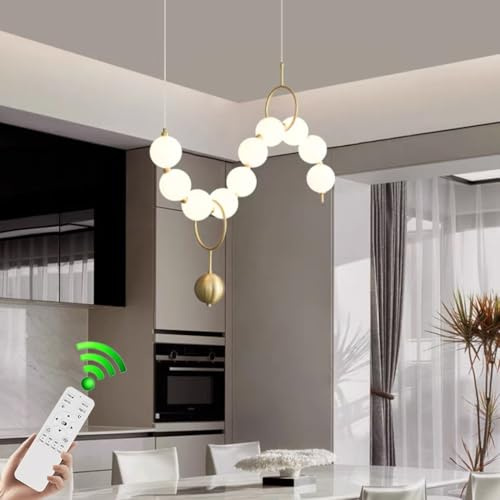 VTAMng Vintage Pendelleuchte LED Weiß Sputnik Kronleuchter Mid-Century Kreative Beleuchtung mit Fernbedienung Bubble Kücheninselbeleuchtung Innen Esszimmer Wohnzimmer Korridor Deckenleuchte(B10lights)