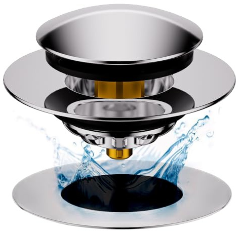 HAOMIAO Universal Pop-Up Bathtub Stopper with Clog-Proof Strainer, Bath Drain Plug (Fits 1.4-1.6 Inch Drains)