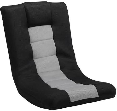 HOMCOM Folding Floor Chair, Mesh Fabric Floor Sofa with Adjustable Backrest, Wide Seat, Swivel Base and Metal Frame, Lounge Lazy Sofa Chair for Meditating, Reading, Gaming, Black