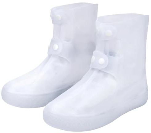 EnixwH Blanc Couvre Chaussure Impermeable Réutilisable Surchaussures Lavable Surchaussures Impermeables Élastiques pour Jours de Pluie et de Neige, l'Alpinisme, les Voyages et les Sentiers