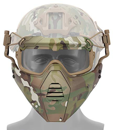 OAREA, Casco Fast con Occhiali Protettivi e Maschera Rimovibile, Adatto per Airsoft, Paintball, Festa di Halloween