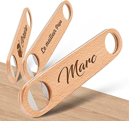 GRAVURE CONCEPT Décapsuleur Personnalisable - Idée Cadeau - SHAKE | Ouvre Bouteille En Bois Personnalisable - Finition premium - Personnalisation sur mesure - Qualité garantie - Durable