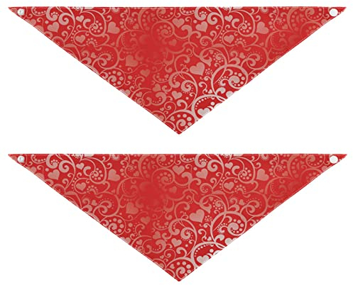 2 Stück Hundehalstücher Haustier Bandana Schal Druckknopf Dreieck Lätzchen Halstuch Set Haustier Urlaub Zubehör Dekor für kleine bis große Welpen Hunde Katzen kleine Valentinstag rote Herzen