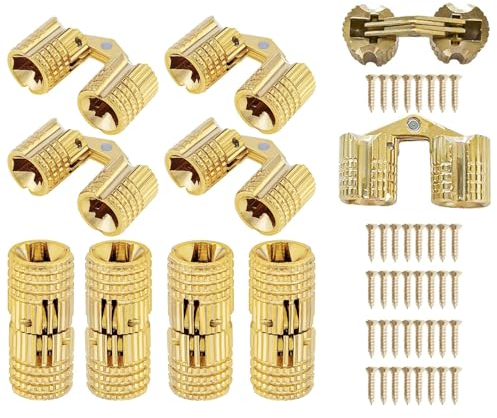 Young Wolf Lot de 10 charnières invisibles en laiton pour meubles - Angle d'ouverture de 180 degrés - Avec 20 vis (8 mm)
