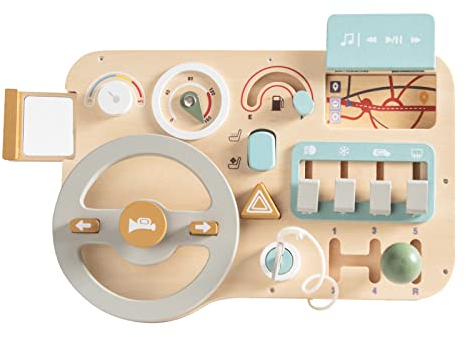 Youuys Busy Board Kinder Lenkrad Montessori Spielzeug Holzspielzeug für Baby Motorikspielzeug Activity Board Geschenk für Jungen und Mädchen