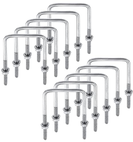 10 Piezas Pernos U Cuadrados Tornillo En De Acero Cuadrado Tono Interior Forma en de Correas Rosca Tuercas Coches M6 Tornillos Perno para Placa Soporte Poste Marinas Cuadradas