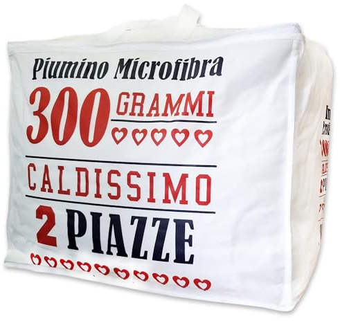 Home Tresor Piumino Una Piazza e Mezza Invernale in Fibra 300 g/m², Piumone Interno Bianco Autunnale/Invernale, Imbottitura Calda e Soffice Winter 200x200 Piazza e Mezza