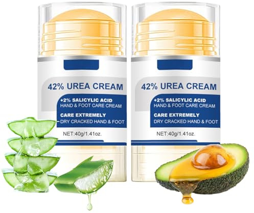 2PCS 42% Urea Creme Fußpflegecreme - Moisturiser Fußcreme für rissige Fersen und trockene Haut - Urea Fuß- und Handcreme Stick für Fußpflege, rissige Fersenbehandlung, Knie, Ellbogen, Hände (2PCS)