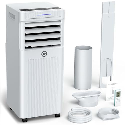 Condizionatore Portatile 7000 BTU con Deumidificatore 4 in 1, Ventilatore di Raffreddamento a 2 Velocità, Display Digitale e Telecomando, Kit Finestra, Timer 24 Ore Per Stanze Fino a 20 m²