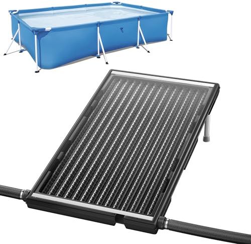 FIVMEN Poolheizung Solar 111,5x66x6,5 cm Solarkollektor Pool Solarheizung Poolheizung mit Stützbeine und Wasserleitungen Warmwasser Heizung für Pool Schwimmbad 15L Wasserinhalt