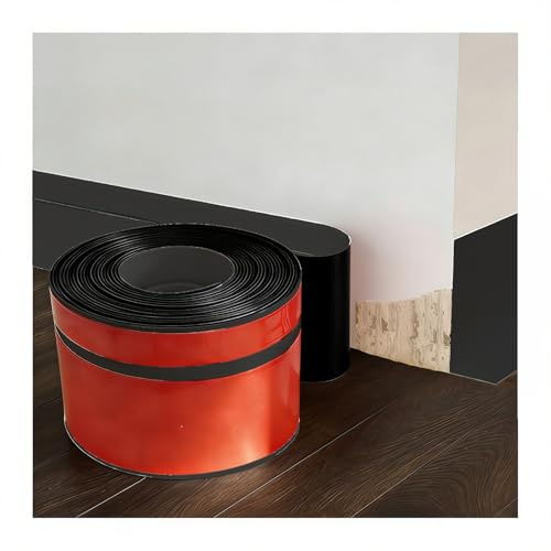 PVC Skirting Board Covers, Flexible Plastic Skirting Board Trim, PVC Self-Adhesive Wall Baseboard Cover, Baseboard Trim for Floor Wall Kitchen and Bathroom(Black 5m)